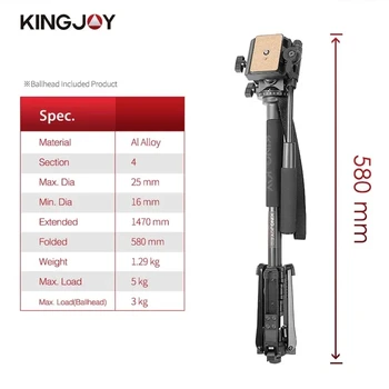 Kingjoy MP1008F Комплект Професионални Моноподов Dslr За Всички модели на Статив-трипод за фотоапарати Para Movil Гъвкав Шкембе Stativ SLR DSLR