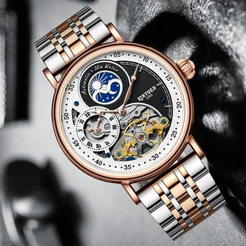 KINYUED, висок клас марка, Мъжки Нови часовници, Модерен Бизнес Автоматични механични часовници, Мъжки Водоустойчив Светещи часовници, Ръчни часовници
