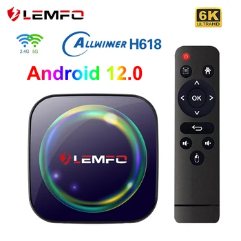 LEMFO H8S TV Box Android 12 AllwinnerH618 2,4 G и 5,8 G Двойна WiFi 6K Видео мултимедиен плейър 4 GB 64 GB Смарт конзола 100 М Ethernet