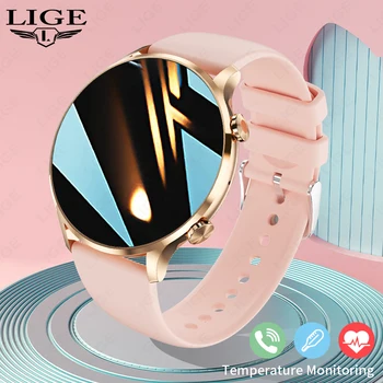 LIGE, Нови модни умен часовник, Дамски Bluetooth-предизвикателство, телесната Температура, направи си сам, Спортен гривна с потребителски циферблат, Водоустойчив Дамски Умен часовник