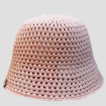 MAXSITI U Вязаная панама за жени, лятна дишаща рибарска шапка с кухи пространства, 2023, модна шапка за басейна, розова панама