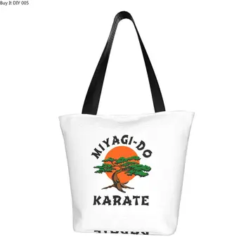 Miyagi Do The Karate Kid Хранителни стоки торби за пазаруване, холщовая чанта-тоут с принтом, по-Голямата голям здрава чанта Cobra Kai