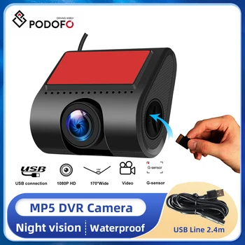 Podofo F133 MP5 DVR Камера HD 720P USB Нощно Виждане 32G Авто Регистратор на данни С WIFI Връзката на Автомобилния MP5 DVR