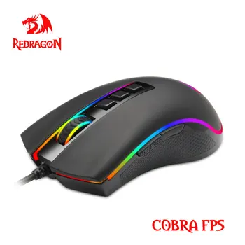 REDRAGON COBRA FPS M711-FPS RGB USB Жичен Детска Мишката, 32000 точки на инч 9, бутоните са Програмируеми ергономичен дизайн За вашия Компютър PC Gamer