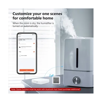 Sasha Bluetooth Smart Сензор за температура и влажност на въздуха, LCD Влагомер, Термометър за стая на Заявление за дистанционно гласово управление на Алекса