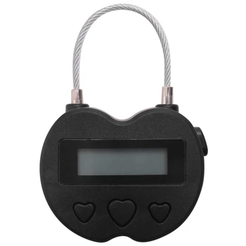 Smart Time Lock LCD дисплей Time Lock USB Акумулаторна Временен таймер, Окачени заключване, Електронен таймер за пътуване, Черен