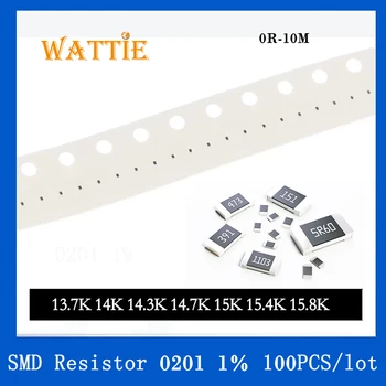 SMD резистор 0201 1% 13,7 K 14К 14,3 K 14,7 K 15K 15,4 K 15,8 K 100 бр./лот микросхемные резистори 1/20 W 0,6 мм *0,3 мм