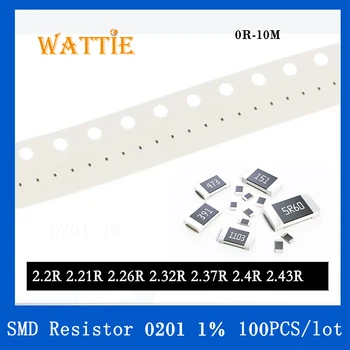 SMD резистор 0201 1% 2.2 R 2.21 R 2.26 R 2.32 R 2.37 R 2.4 R 2.43 R 100 бр./лот микросхемные резистори 1/20 W 0.6 mm * 0.3 мм