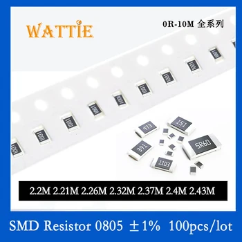 SMD резистор 0805 1% 2,2 М 2,21 M 2,26 М 2,32 М 2,37 М 2,4 М и 2,43 М, 100 бр./лот микросхемные резистори 1/8 W 2,0 мм * 1,2 мм