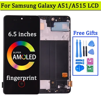 Super AMOLED На Samsung Galaxy A51 LCD дисплей A515 A515F A515F/DS A515FD LCD дисплей Сензорен екран с Рамка Дигитайзер в Събирането на
