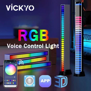 VICKYO LED Smart Множествена лека нощ С Горивото приложение За Коледни Подаръци RGB Music Ритъм 3D Звукосниматель За Игри Стая Декор