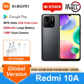 Xiaomi Redmi 10A Глобалната версия 10 A 4 GB 128 GB MTK Хелио G25 Восьмиядерный 5000 ма 6,53 