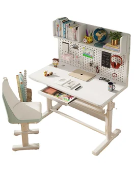 XL бюро за изпълнение на домашни работи на ученици, Детски Училищен маса и Стол, Регулируема Настолен Комплект