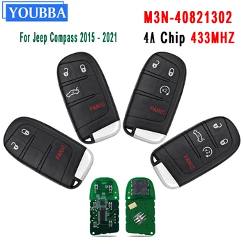 YOUBBA Smart Remote Key 433 Mhz 4A Чип Бесключевой За Jeep Renegade Compass SIP22 Blade M3N-40821302 2015 2016 2017 2018 2019 2021