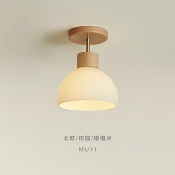 ZK50 Лампа за коридора в Скандинавски Стил, на Дървена тавана лампа, Просто Креативна Всекидневна, Таван полилей за спални E27, Без източник на светлина