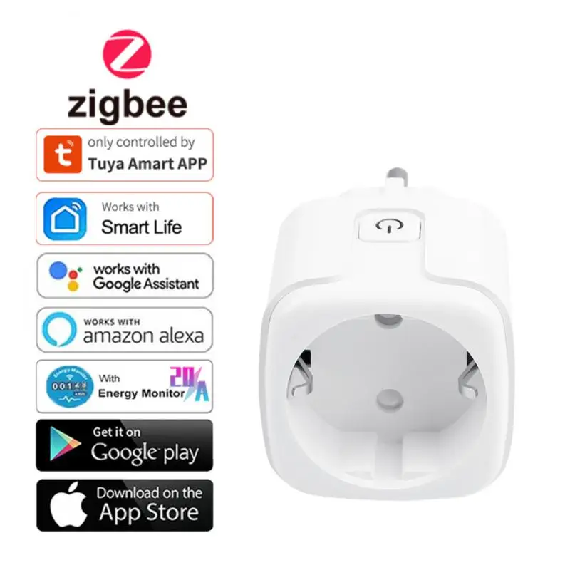 1-8 бр. Таймер Zigbee Plug 20a Включете 20a Eu С Контрол на мощността на Zigbee Smart Plug Умен Дом Чрез Алекса Google Home Yandex