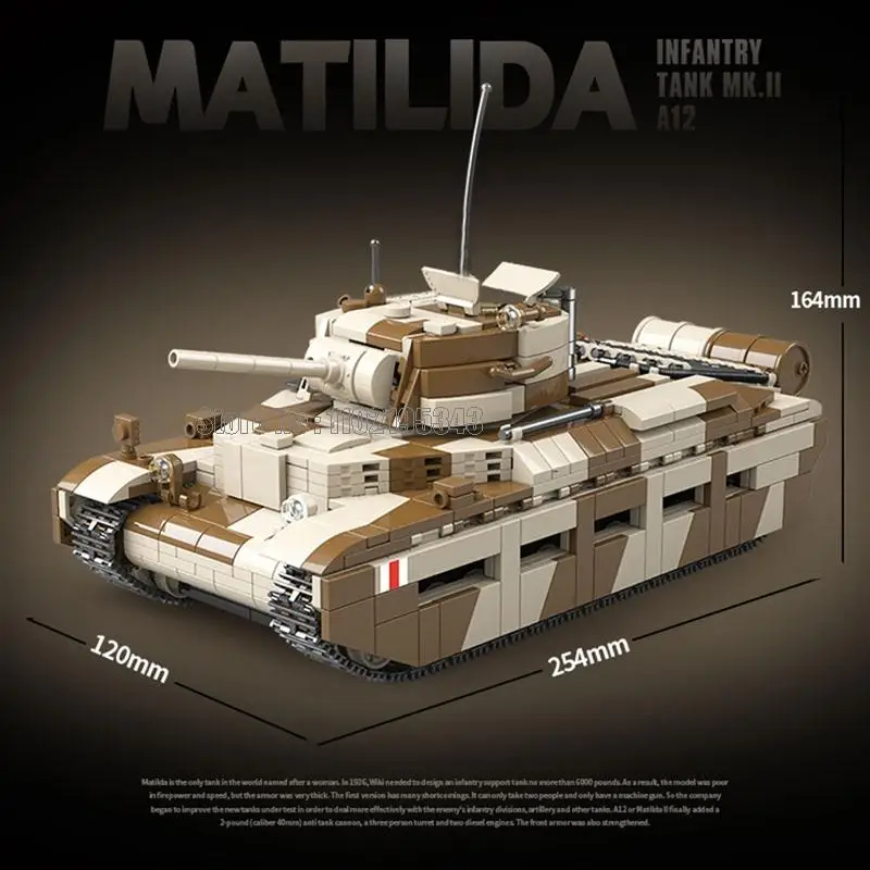 100236 1211 бр. Военен Основния боен танк Великобритания Matilda Mk.ii Ww2 Пехотен Танк Армейское Оръжие 5 Войници Строителни Блокове Играчка Тухла