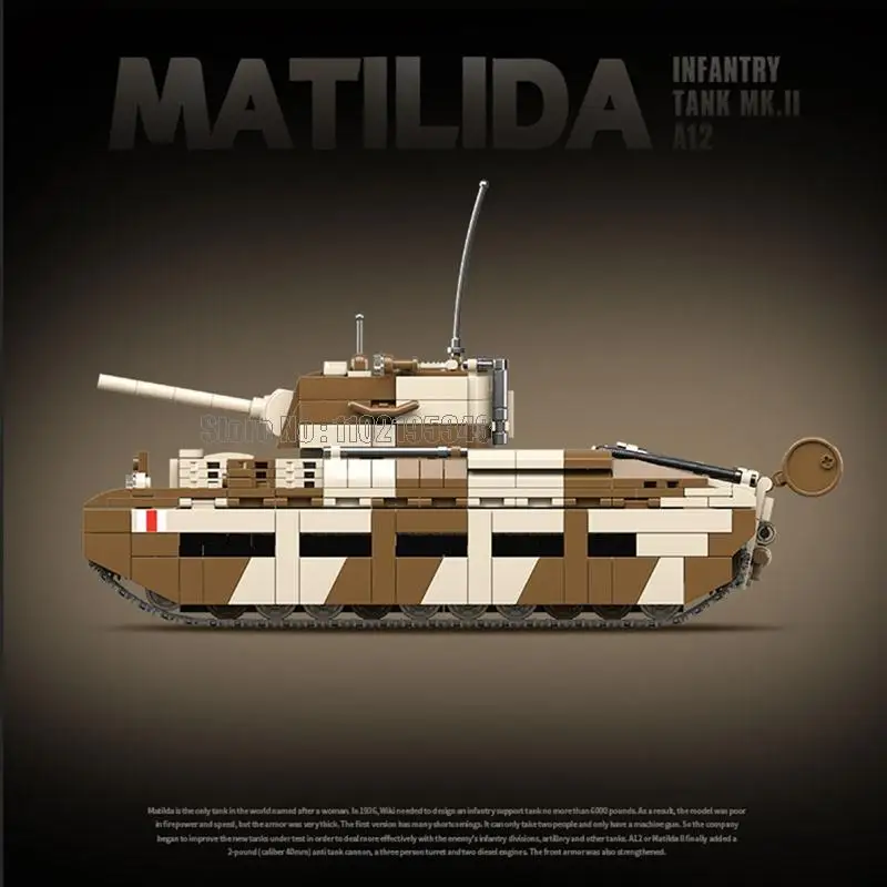 100236 1211 бр. Военен Основния боен танк Великобритания Matilda Mk.ii Ww2 Пехотен Танк Армейское Оръжие 5 Войници Строителни Блокове Играчка Тухла