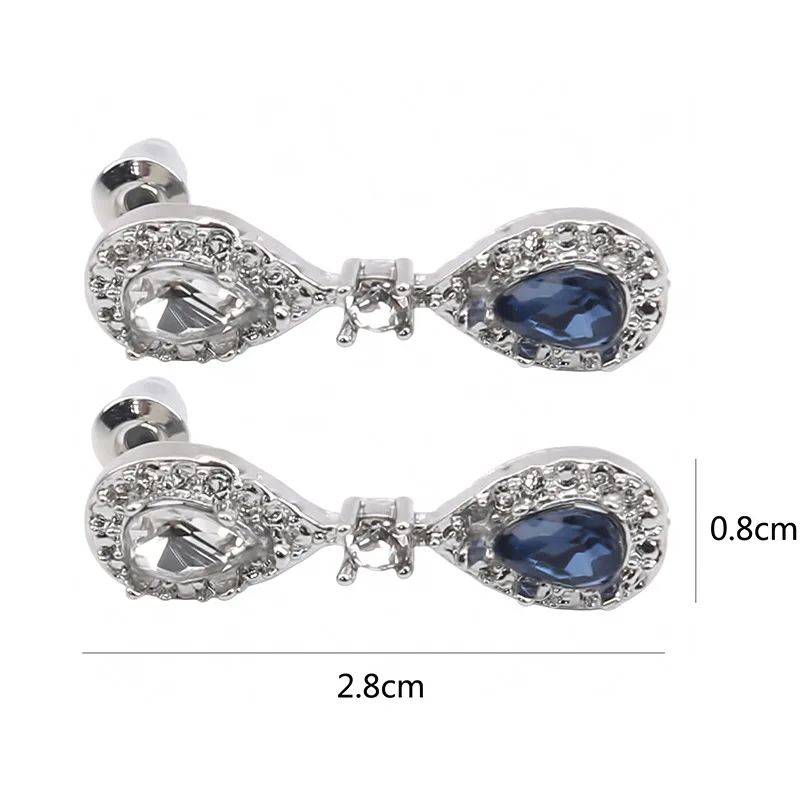 2,8 *0,8 см Модерен Висулка във формата на капка в стил Бохо, Обеци със сини кристали За жени, бижута, обеци за Годеж, Вечерни