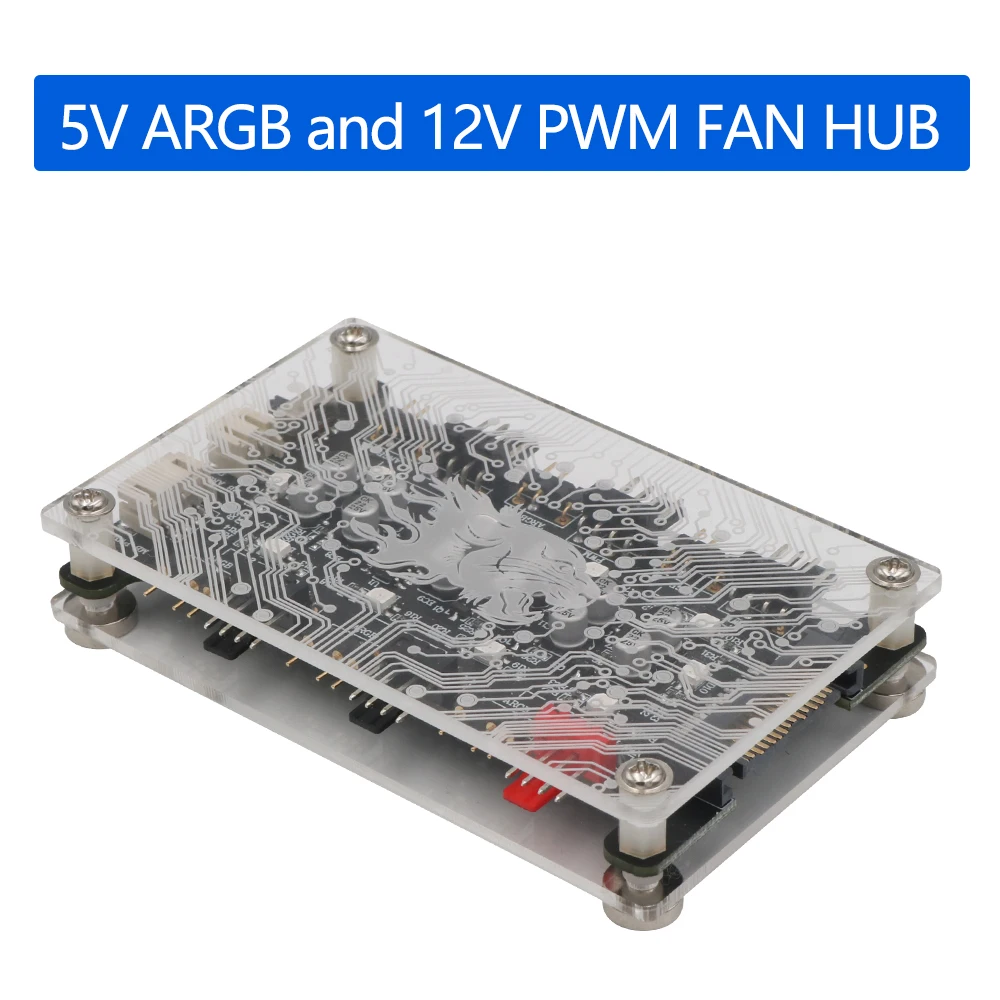 2 в 1 6 начина 5 В ARGB /12 ARGB 12 PWM DC Hub вентилатор с Акрилен корпус Магнитно конфронтация за ASUS/MSI 5 В 3Pin 4Pin led Контролер