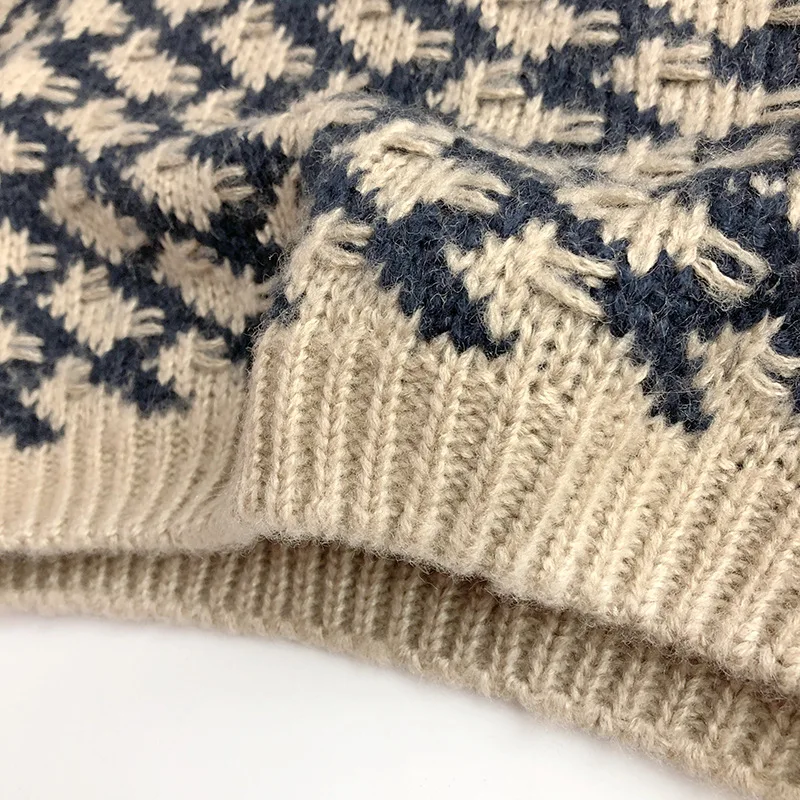 2023 Есенно-зимни детски пуловери в клетката, за момчета и момичета с кръгло деколте, свободно трико