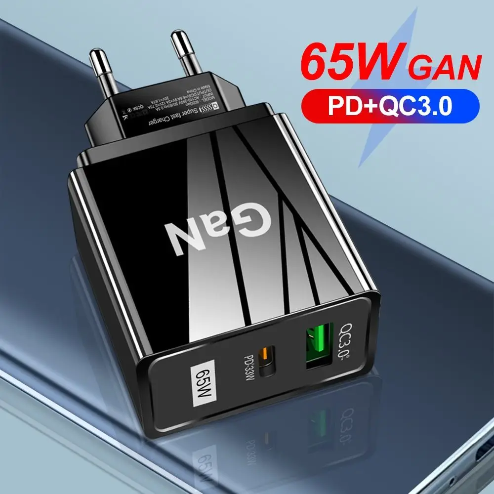 65 W PD Бързо Зарядно устройство За телефон, Преносим Бързо Зареждане на QC3.0 PD Адаптер За зареждане EU/US/UK Щепсел Захранване USB Трансформатор Универсален