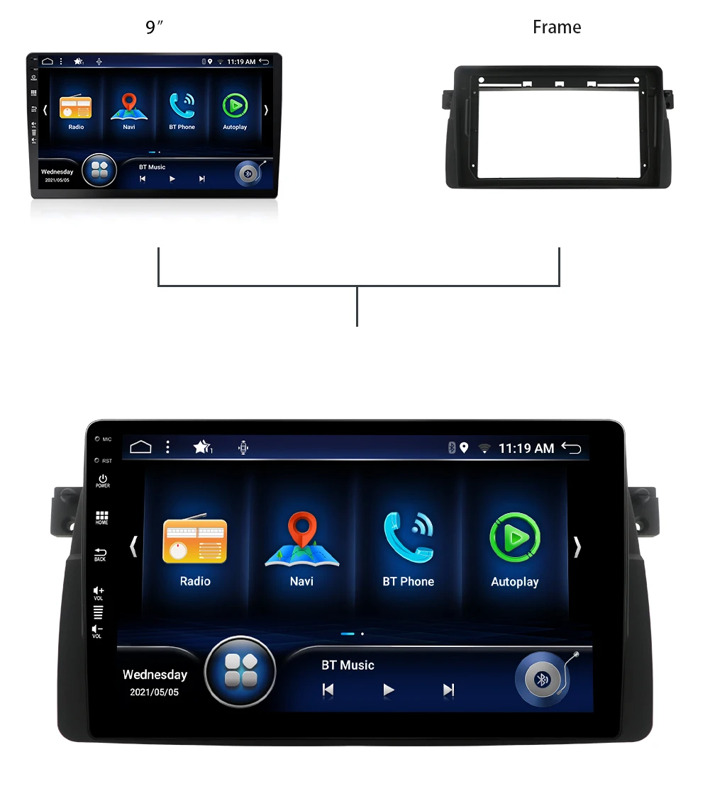 9 инча IPS 2 Din Авторадио Автомобилен Мултимедиен Android 12 За BMW 3er E46 318 320 325 RDS GPS ПОТУПВАНЕ Carplay DSP 4G + 64G