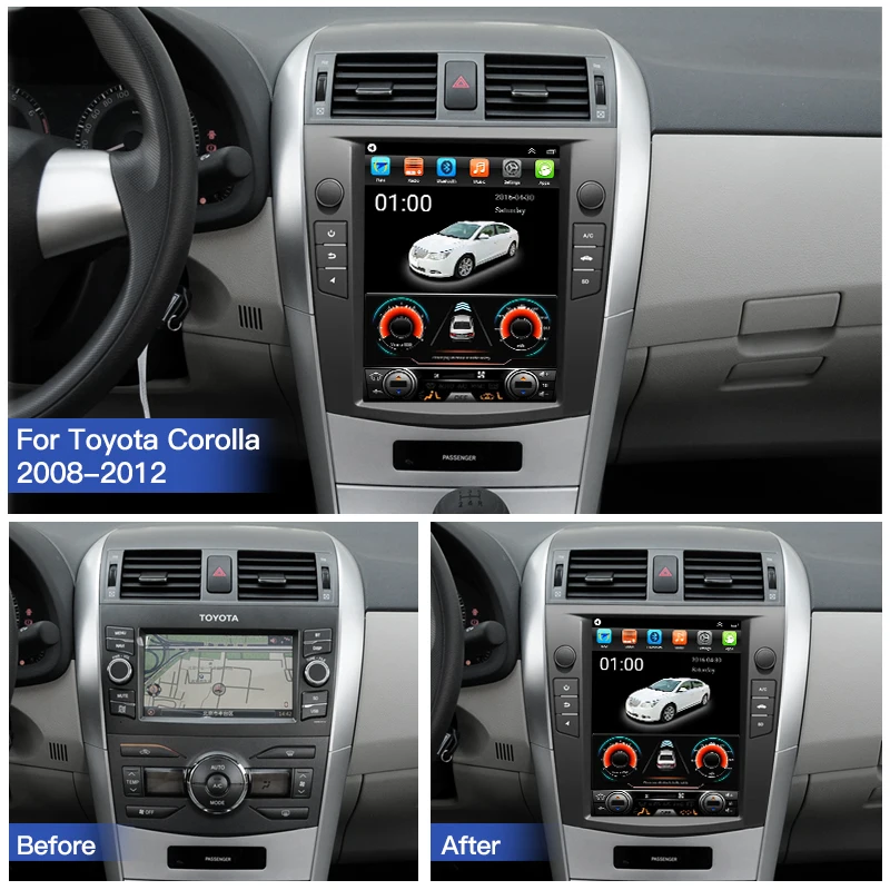 Android13 Carplay за Toyota Corolla въз основа на 2007-2012 Автомобил За Tesla Екран, автомобилното радио, GPS-навигация, Мултимедиен плеър, стерео, 2Din Wifi