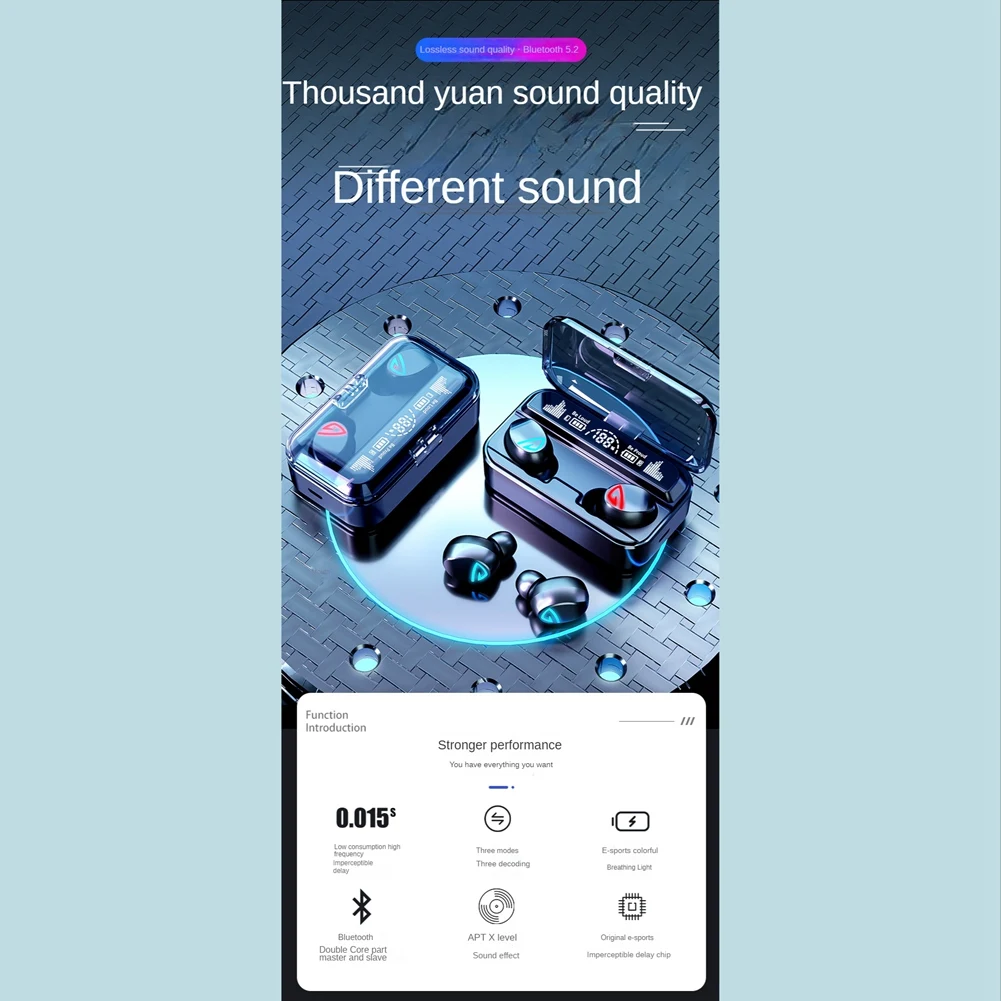 Bluetooth слушалка S10Pro TWS Двустранен стереосенсорная Bluetooth слушалки 5.2 с цифров дисплей 2200 mah, зарядно устройство ще захранване на скоростната бял цвят