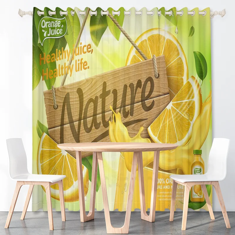 Cartoony Жълт лимон плод, душ Завеса на поръчка, обикновен фон, тънък полиестерен плат, Декорация на кухня, Хол с куки