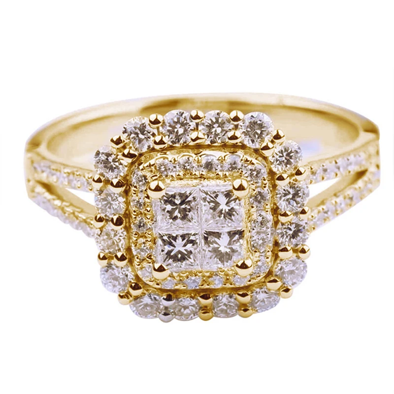 Huitan, Елегантни квадратна форма, пръстени за жени, Луксозни Пръстен с покритие от блестящи цирконии, Сватбени декорации за Годеж, Лидер на продажбите
