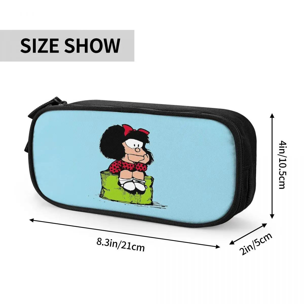 Mafalda Еад Thinking молив случай Сладък Kawaii Cartoon Pen Box Чанта за деца с Голям Капацитет на Училищните тоалетни Пеналы за моливи