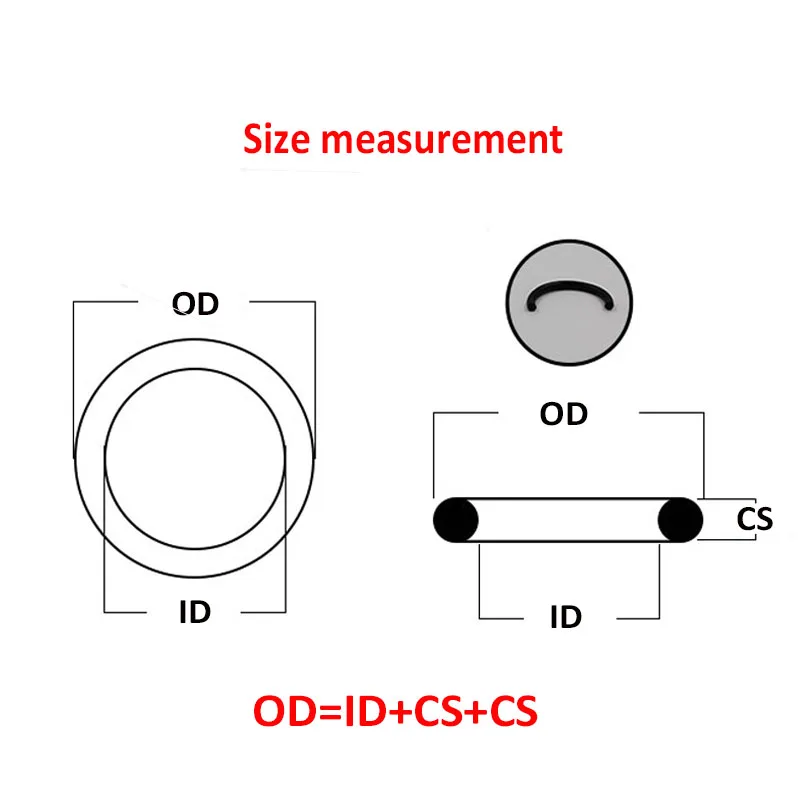 NBR О-пръстен Дебелина на уплътнения CS 2 мм на 2.4 мм, OD 8 ~ 150 мм Нитрил-Бутадиен-каучук Уплътнение Маслостойкая оборудване запечатване Миене Черен