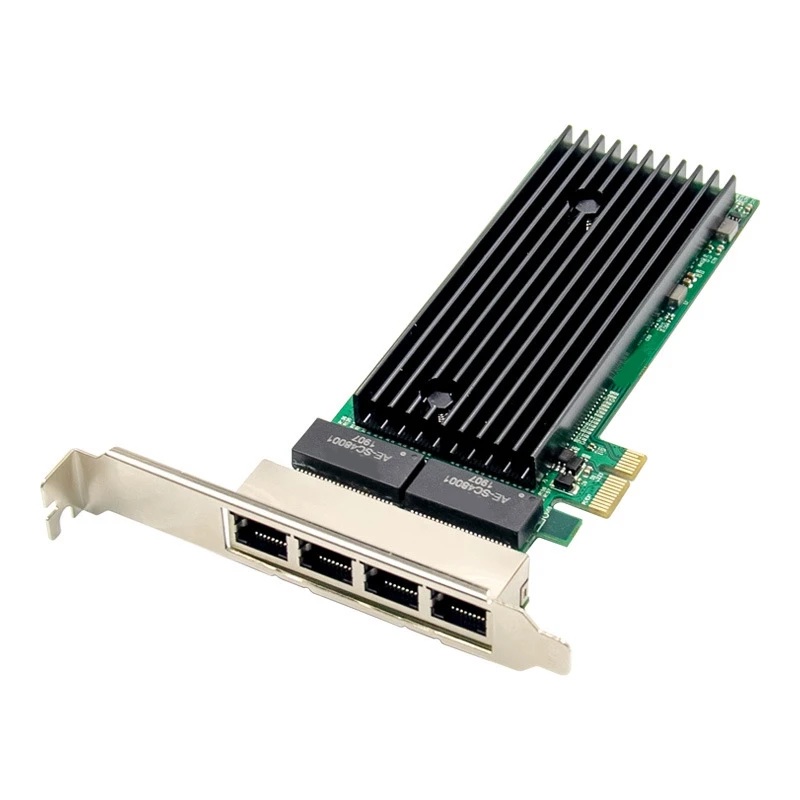 PCI-E Четырехпортовый сървър, RJ-45, 1X Pcie X1 82576 Чип 10/100/1000 Mbps Lan 4 Порта Сървър мрежова карта