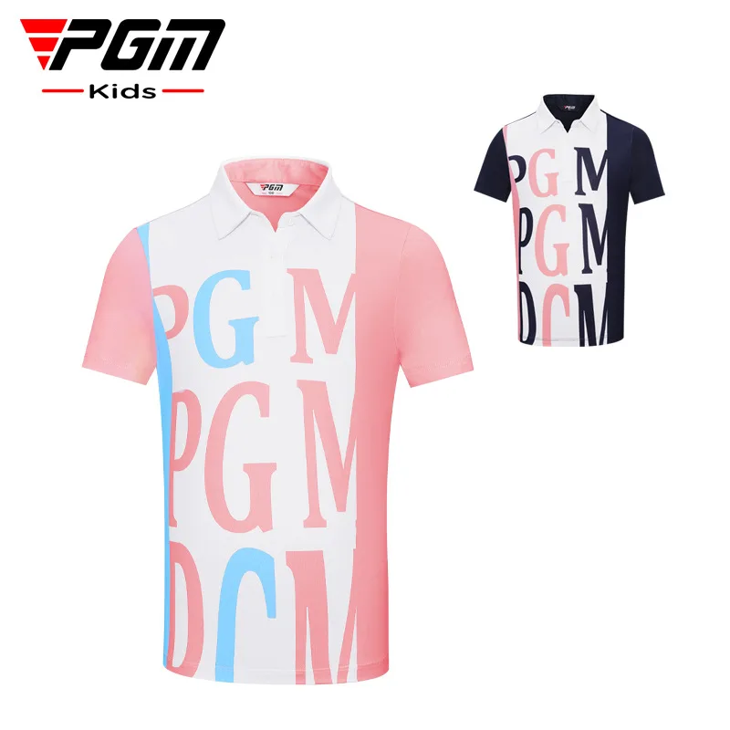 PGM Голф за момичета с къс ръкав, Летни Дишаща Тениска за спортен Отдих, Меки и Удобни Дрехи за Голф, за деца YF590