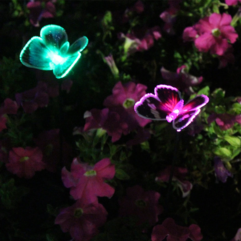 RGB Butterfly Shape LED Слънчева светлина за Външно Водонепроницаемое Нощно Осветление IP65 На Слънчевата Енергия Пътека Морава Лампа за Градински Декорации