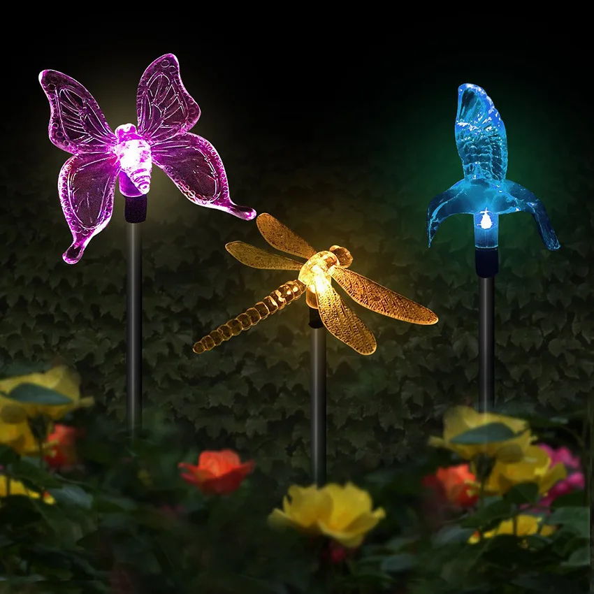 RGB Butterfly Shape LED Слънчева светлина за Външно Водонепроницаемое Нощно Осветление IP65 На Слънчевата Енергия Пътека Морава Лампа за Градински Декорации