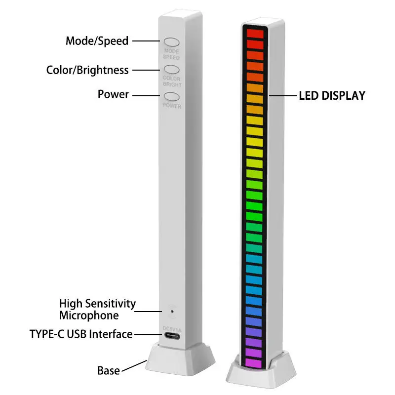 RGB Ритмическая осветление, Звукосниматель, управление на звука, Осветление музикална среда, автомобилната led светлини с USB зареждане, преносима лампа с датчик ленти