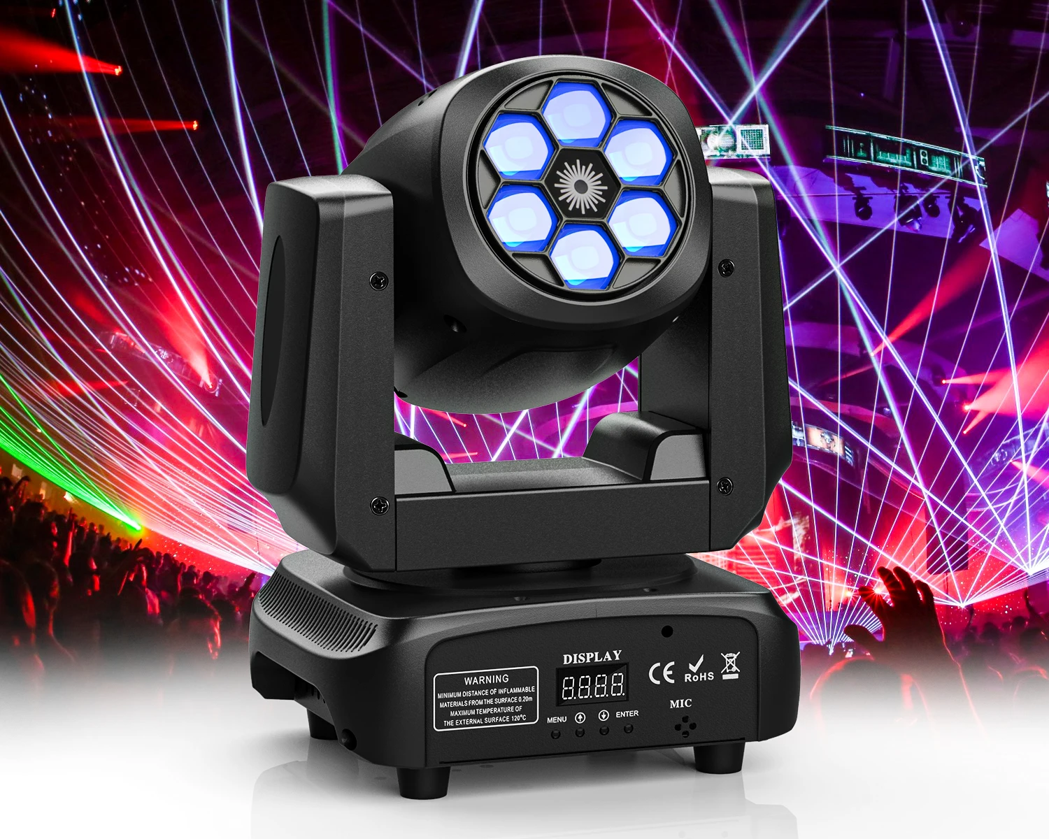 RGBW 4 in1 LED Bee Eye Лазерен Ефект Въртящ се Лъч Клубна Движещата се Глава DJ Disco Event С Лампа