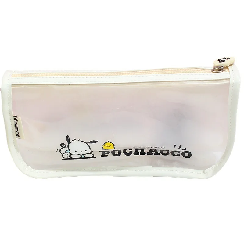 Sanrio Сладък Pochacco, Двуслойни Прозрачен Органайзер за съхранение на канцеларски материали, подарък чанта за моливи от TPU, подаръци за учениците в стил Kawai
