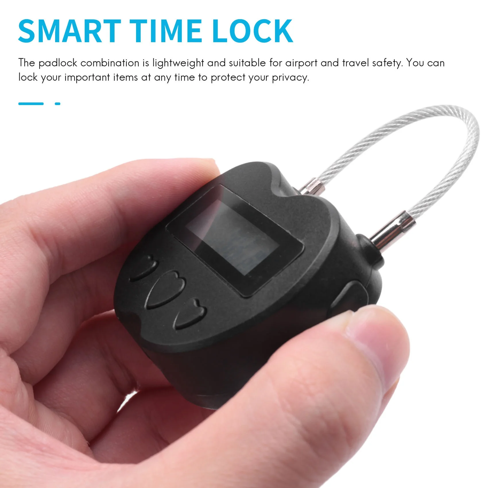 Smart Time Lock LCD дисплей Time Lock USB Акумулаторна Временен таймер, Окачени заключване, Електронен таймер за пътуване, Черен