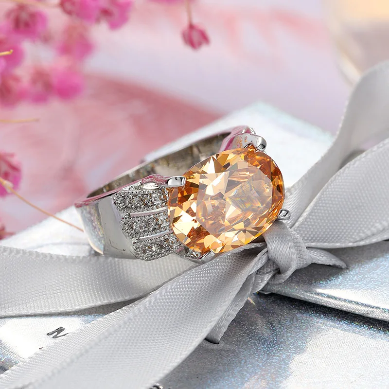 SODROV, Големи Широки бижута от Цирконий цвят шампанско, Сватбени пръстени за жени, сватбен подарък