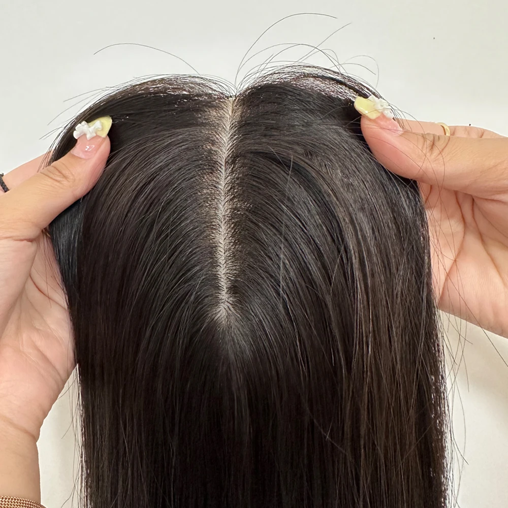 Topper за обем-Инъекционная Натурална Основа за кожата на главата 3 × 5 Topper За коса Права| Натурален Вълнообразни в цилиндър За Естествени Човешки коси