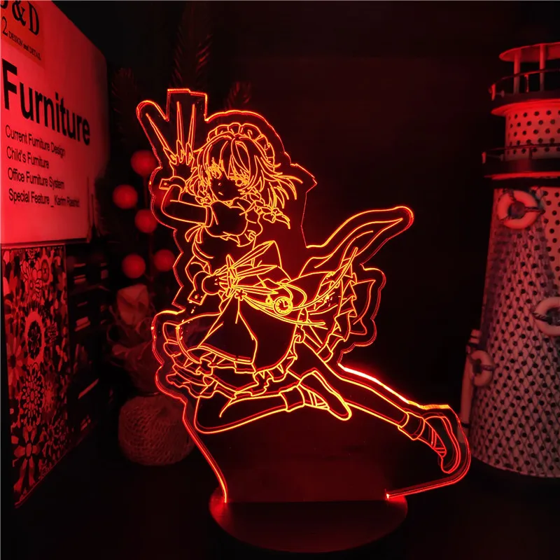 Touhou Project Аниме 3D Лампа Youmu Konpaku Reimu Hakurei Flandre Scarlet led нощна светлина Декор на Детска Спални Lamparas Подаръци в стил Манга