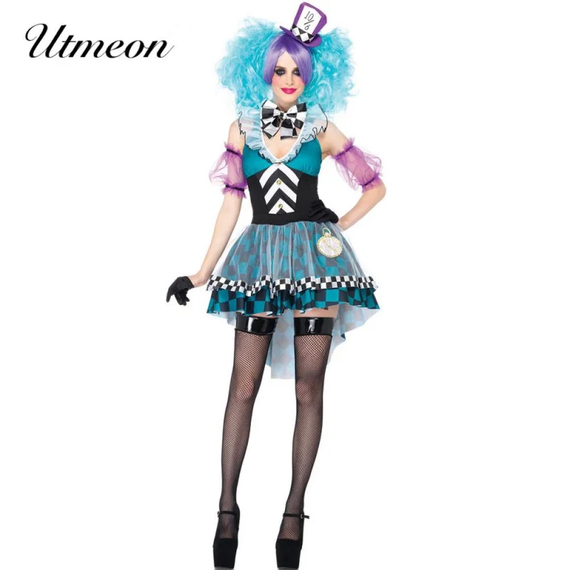 Utmeon/ Секси костюм за Хелоуин За жени, Цирк костюм, Костюм на Лудия Шапкар, Cosplay, костюми за възрастни