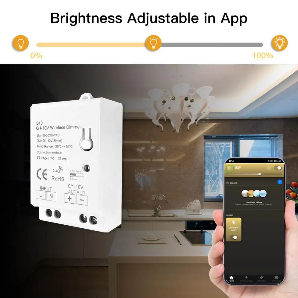 ZigBee 3,0 led Регулатор на Яркостта на Светлината AC100-270V 0-10 В 1-10 В Приложението Smart Home, за да Smartthings Sasha Хъб Echo Plus Алекса Control