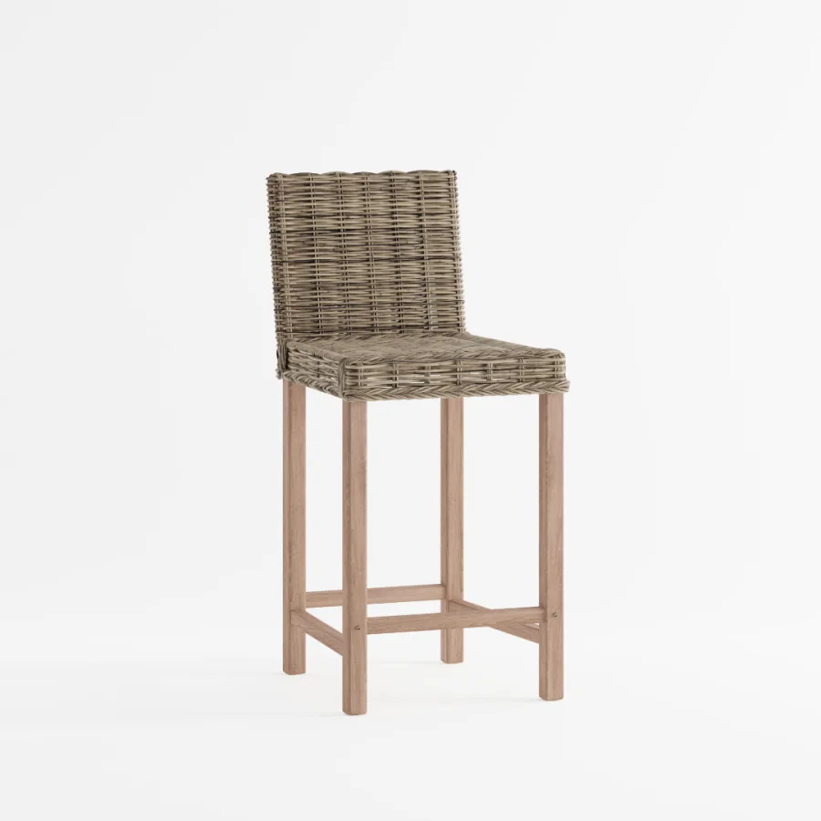 Бар стол за закуска от естествен плетеного ратан 40,94 x 18,11 x 19,68 '