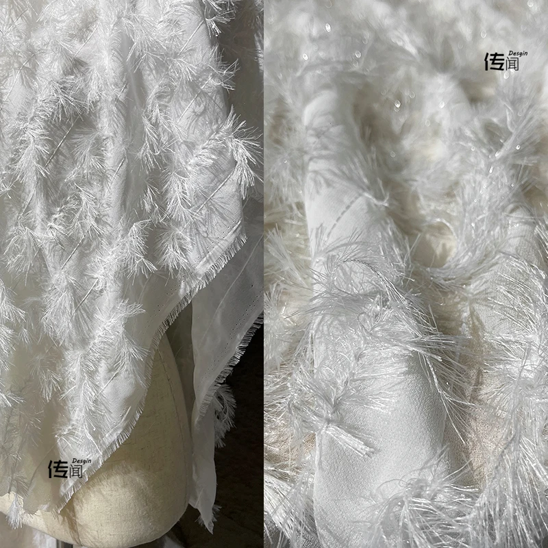 Бяла лейси ресни, пера, Нерегулярная Куха декоративна тъкан, Специална Жаккардовая креативна дрехи, Дизайнерски тъкани