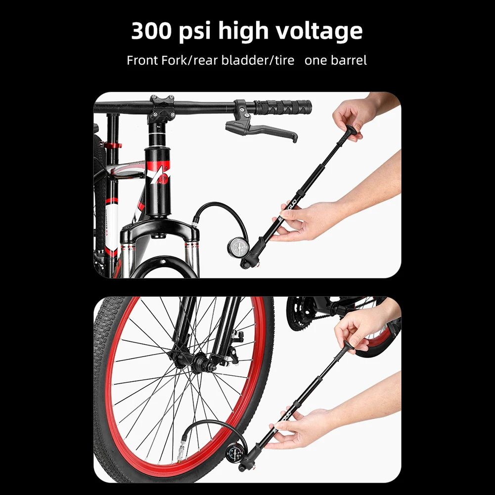 Велосипеден въздушен шок помпа от алуминиева сплав, велосипеди гума монтаж, съвместими с капак Schrader, капак Presta за гуми с окачване вилочной