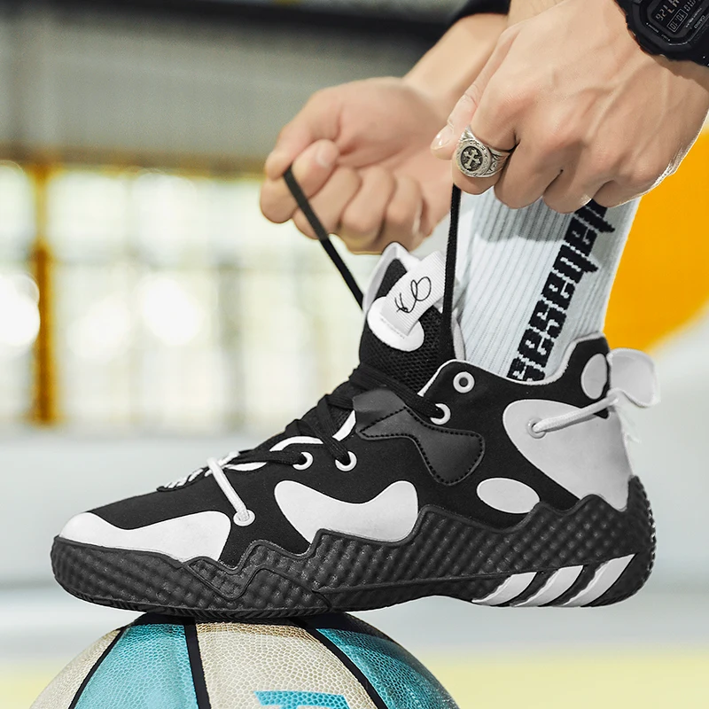 Висококачествена и удобна, дишаща мъжки баскетболни обувки, пролетно мъжки спортни обувки, модни мъжки маратонки с плъзгане гумена подметка